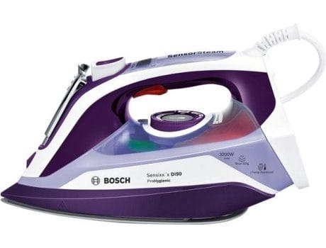 Bosch sensixx 'x di90 – Fer à repasser (centrale vapor-seco, Semelle Ceranium glisée Pro, 2,5 m, Violet, Blanc, 65 g/min, 0,4 l)