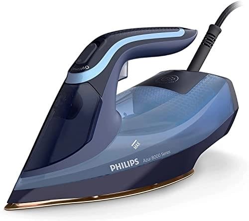 Philips Azur 8000 Series Fer À Vapeur - 55 g/min De Vapeur Continue, Effet Pressing jusqu' À 240 g, 3000 W, Technologie OptimalTEMP, SteamGlide Elite, Bleu Ciel (DST8020/20)